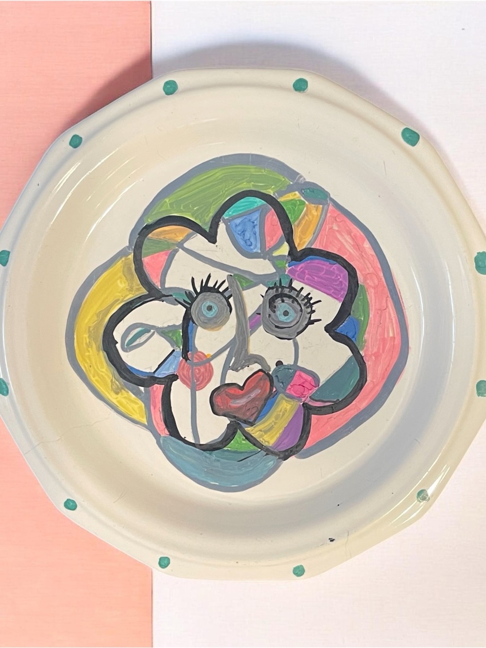 Hand-Painted Mixed Media Decorative Wall Plate